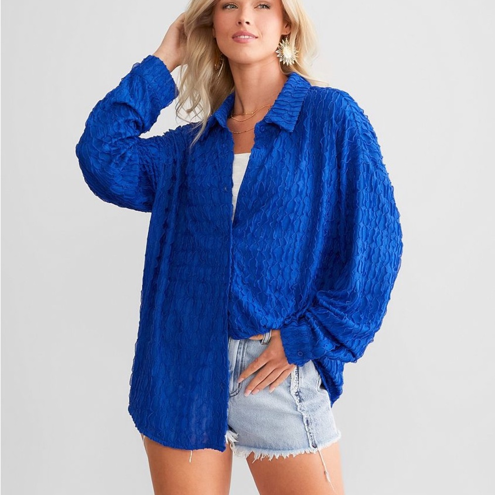 willow + root Textured Button Down